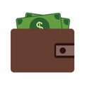 Wallet full of money icon vector image. Royalty Free Stock Photo
