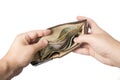 Wallet held open with cash Royalty Free Stock Photo