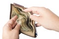 Wallet held open with cash Royalty Free Stock Photo