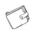 Wallet icon in doodle sketch lines. Money case cash shopping finance banking