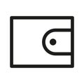Wallet icon illustration. Minimalist black outline. Simple rectangular shape. Clean modern design. Royalty Free Stock Photo