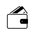 Black solid icon for Wallet, purse and billfold Royalty Free Stock Photo