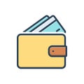 Color illustration icon for Wallet, purse and billfold