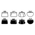 Wallet icon vector set. Purse with money illustration sign collection. Coins symbol. online payment logo. Royalty Free Stock Photo