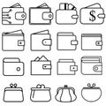 Wallet icons vector set. Purse with money illustration sign collection. Coins symbol. online payment logo. Royalty Free Stock Photo