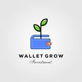 Wallet leaf sprout money grow investment logo designs