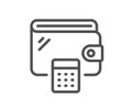 Wallet line icon. Money purse with calculator sign. Vector Royalty Free Stock Photo