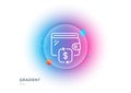 Wallet line icon. Transfer money purse sign. Gradient blur button. Vector Royalty Free Stock Photo