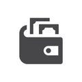 Wallet with money black vector icon