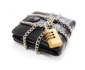 Wallet and money data security lock and chain Royalty Free Stock Photo