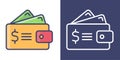 Wallet and Money icon Filled Line and Outline for your website design icon logo app. Vector Premium Ilustration