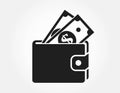 Wallet with money icon. finances and banking web design symbol Royalty Free Stock Photo