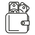 Wallet money icon outline . Work compensation