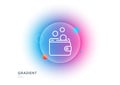 Wallet money line icon. Cash coins sign. Gradient blur button. Vector Royalty Free Stock Photo