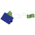 Wallet with money. Vector illustration of dollars in wallet. Purse with dollars, money