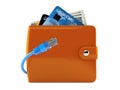 Wallet with network cable Royalty Free Stock Photo