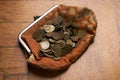 Wallet with old collection coins