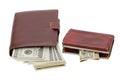 Wallet and old purse Royalty Free Stock Photo