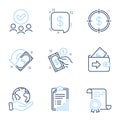Wallet, Payment message and Cashback icons set. Payment method, Dollar target and Checklist signs. Vector