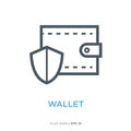 Protected wallet line flat icon Royalty Free Stock Photo