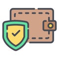 Wallet security with shield, money security. Financial security, cash security Royalty Free Stock Photo