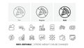Wallet, Security statistics and Tractor line icons. For web app, printing. Line icons. Vector