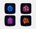 Wallet, Shopping bag and Timer icons. Algorithm sign. Affordability, Supermarket discounts, Stopwatch gadget. Vector