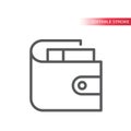 Wallet simple thin line vector icon. Purse with money.