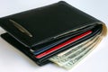 A wallet with some $20 bills and some credit cards Royalty Free Stock Photo