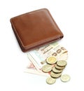 Wallet,Thai banknote and coin Royalty Free Stock Photo