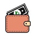 Wallet turkish lira icon, finance flat symbol, economy deposit cash vector illustration sign