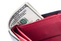 Wallet with 100 U.S. dollars bills. Close-up. Royalty Free Stock Photo