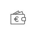 Wallet vector icon, Euro sign purse money concept line outline symbol linear thin symbol, flat design for web website mobile app Royalty Free Stock Photo