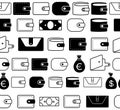 Wallet or Pocketbook Vector Icon Seamless Borders or Lines