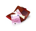 Wallets and bank notes in EURO Royalty Free Stock Photo