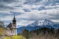 Wallfahrtskirche Maria Gern and Watzmann massif Royalty Free Stock Photo
