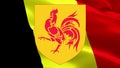 Wallonia region flag in Belgium. Belgium Wallonia French Community flag waving. Walloons Belgian and Brussels represent Socialist