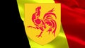 Wallonia region flag in Belgium. 3d Belgium Wallonia French Community flag waving. Walloons Belgian and Brussels represent Parti S