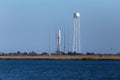 WALLOPS ISLAND, VA - OCT 28, 2014: An Orbital Sciences Corp. Antares rocket is ready for launch at NASA's Wallops Flight