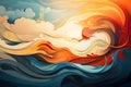 Wallpaper with abstract gouache style waves generation AI