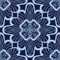 Wallpaper in abstract style. A seamless azure vector background. Symmetrical ornament. Graphic vector pattern. Royalty Free Stock Photo