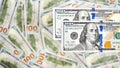 Background of 100 dollar bills. Money american hundred dollar bi Royalty Free Stock Photo