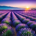 Wallpaper of a beautiful lavender field Royalty Free Stock Photo