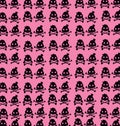 Wallpaper black skulls on pink background