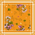 Wallpaper Blooming realistic isolated flowers hand drawn. Vintage background. Vector illustration. Scarf pattern seamless flower