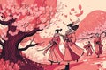 Happy Cherry Blossom Day Background Wallpaper