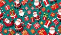 Wallpaper Christmas gift wrapping paper Santa Claus green red background