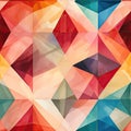 Wallpaper with colored triangles in a cubist faceting style and watercolor technique (tiled