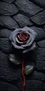 Surrealistic Black Rose On Dark Wall Uhd Ceramic Matte Photo