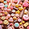 Kawaii Cookie Delights: Adorable Chocolate, Strawberry, and Vanilla Cookies for a Sweet Wallpaper Treat